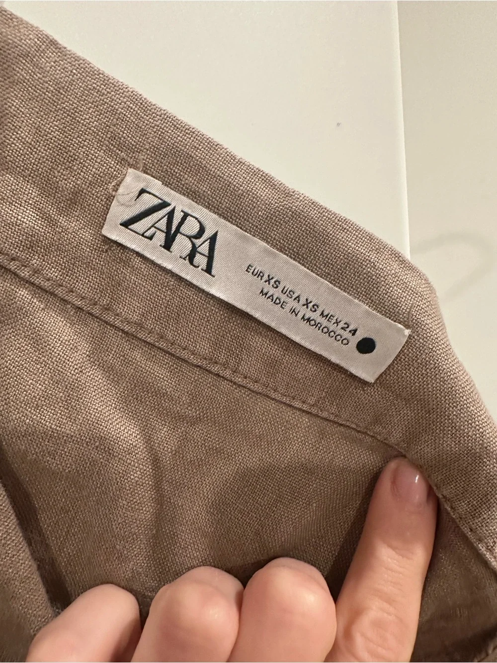 Zara Linen-Blend wide leg pants in Taupe